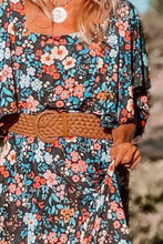 Tied Printed Round Neck Half Sleeve Dress Maxi Dresses