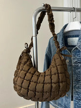 Bubble Texture Ruched Strap Quilted Shoulder Bag Brown One Size Shoulder Bags