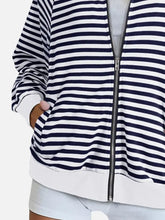 Striped Zip Up Long Sleeve Sweatshirt Woman Sweatshirts