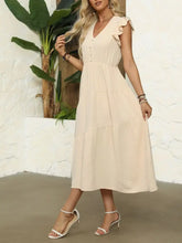 V-Neck Ruffle Sleeve Dress Casual Dresses