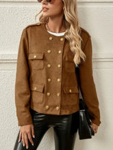 Snap Down Round Neck Jacket Woman Outerwear