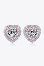 Moissanite Heart-Shaped Stud Earrings Silver One Size Earrings