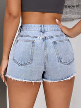 Raw Hem Pocketed Denim Shorts Denim Shorts