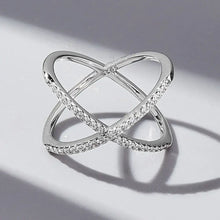 X Shape Inlaid Zircon 925 Sterling Silver Ring Silver Rings