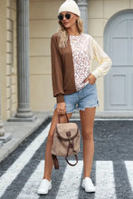 Leopard Round Neck Long Sleeve Blouse Woman Blouses