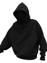 Men's Drop Shoulder Long Sleeve Hoodie with Pocket Black Mens Tops