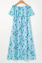 Floral Print Ruffled Side Slit Tube Top Maxi Dress Woman Maxi Dress