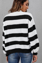 Striped Button Up Long Sleeve Sweater Woman Outerwear