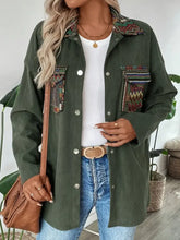 Snap Down Long Sleeve Jacket with Chest Pockets Army Green Woman Outerwear