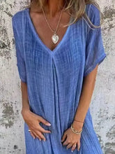 Full Size V-Neck Short Sleeve Midi Dress Plus Size Woman Casual Dress