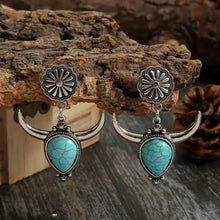 Artificial Turquoise Alloy Cow Head Earrings Earrings