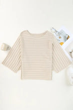 Round Neck Exposed Seams Pullover Top Beige Woman Blouses