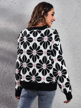 Floral Round Neck Long Sleeve Sweater Sweater Pullovers
