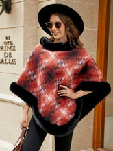 Faux Fur Trim Poncho Woman Poncho