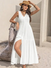 Slit V-Neck Sleeveless Dress Maxi Dresses