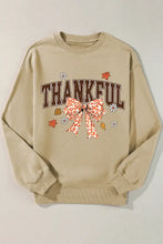 THANKFUL Bow Round Neck Long Sleeve Sweatshirt Woman Sweatshirts