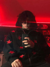 Men's Contrast Star Hooded Zip Up Hoodie Mens Tops