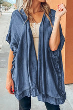 Ruffled Open Front Denim Top Medium Woman Denim Tops