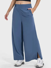 Millennia Slit Wide Leg Active Pants Dusty Blue Woman Leggings