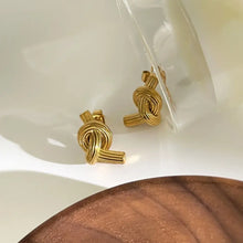 18K Gold-Plated Twisted Knot Stud Earrings Earrings
