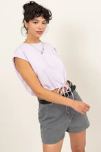 Hyfve Drawstring Hem Crop Top in Light Purple Relaxed Fit
