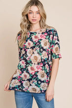 BOMBOM Floral Round Neck T-Shirt Woman T Shirts