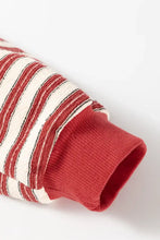 Stripe Johnny Collar Drop Shoulder Sweatshirt Woman Sweatshirts