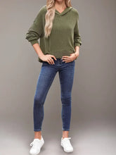 Double Take Textured Kangaroo Pocket Long Sleeve Hoodie Woman Sweatshirts