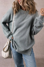 Slit Round Neck Long Sleeve Sweatshirt Woman Sweatshirts