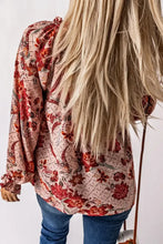 Floral Tie Neck Flounce Sleeve Blouse Woman Blouses