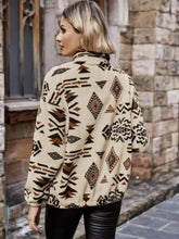 Geometric Zip Up Long Sleeve Outerwear Woman Outerwear