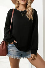 Side Slit Drop Shoulder Sweatshirt Black Woman Sweatshirts