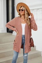 Pocketed Open Front Long Sleeve Cardigan Burnt Coral Woman Outerwear