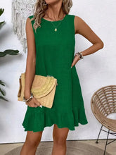 Ruffled Hem Round Neck Sleeveless Dress Casual Dresses