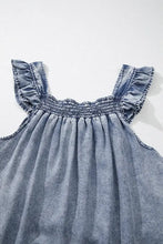 Ruffled Shirred Denim Top Woman Denim Tops