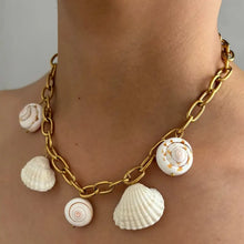 18K Gold-Plated Seashell Chain Link Necklace Fashion Jewelry
