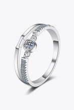 Moissanite Cutout Rhodium-Plated Ring Silver Rings