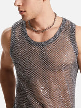 Men's Sequin Round Neck Tank Mens Tops