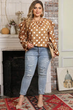 Plus Size Polka Dot Long Sleeve Blouse Woman Blouses