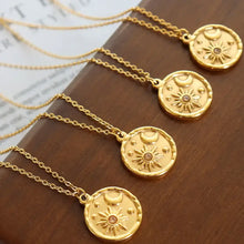 Zircon Titanium Steel Coin Shape Necklace Necklaces