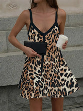 Leopard Print V-neck Cami Swing Dress Leopard Woman Casual Dress