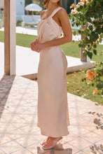 Champagne Satin One Shoulder Sleeveless Evening Dress Evening Dresses