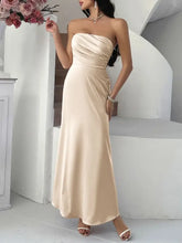 Champagne Satin Strapless Evening Gown Evening Dresses