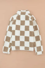 Checkered Snap Down Long Sleeve Jacket Woman Outerwear