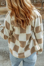 Checkered Snap Down Long Sleeve Jacket Woman Outerwear