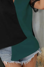 Color Block Blouse with Sheer Polka Dot Sleeves Woman T Shirts