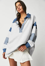 Color Block Johnny Collar Long Sleeve Sweatshirt Woman Sweatshirts