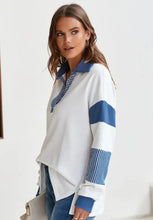 Color Block Johnny Collar Long Sleeve Sweatshirt Woman Sweatshirts