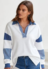 Color Block Johnny Collar Long Sleeve Sweatshirt Woman Sweatshirts
