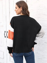 Color Block Knit Sweater Pullover in Polyester Sweater Pullovers
